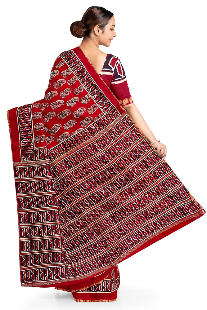 Hand Blockprinted Chanderi Silk Saree