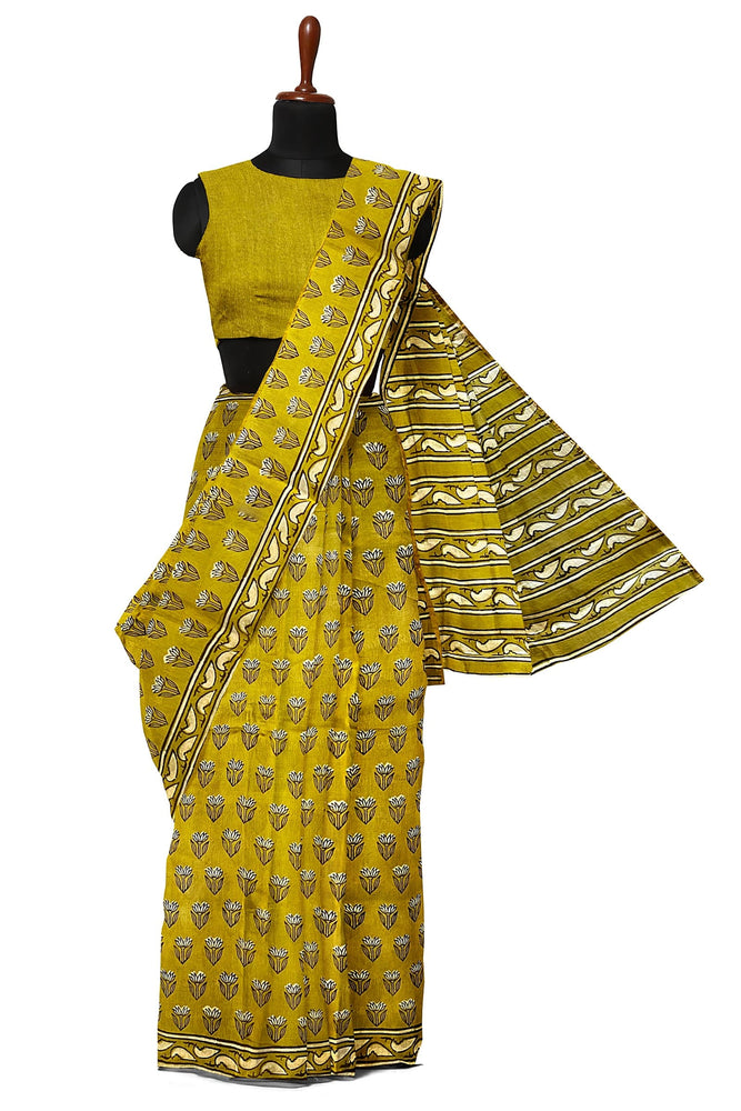 Hand Blockprinted Chanderi Silk Saree