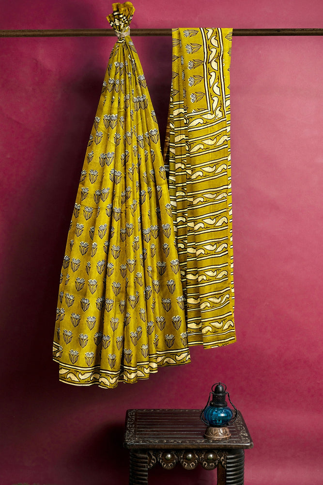 Hand Blockprinted Chanderi Silk Saree