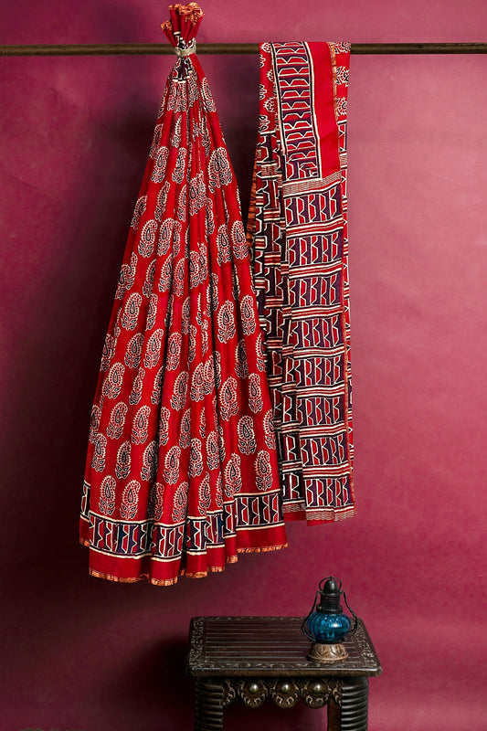 Hand Blockprinted Chanderi Silk Saree