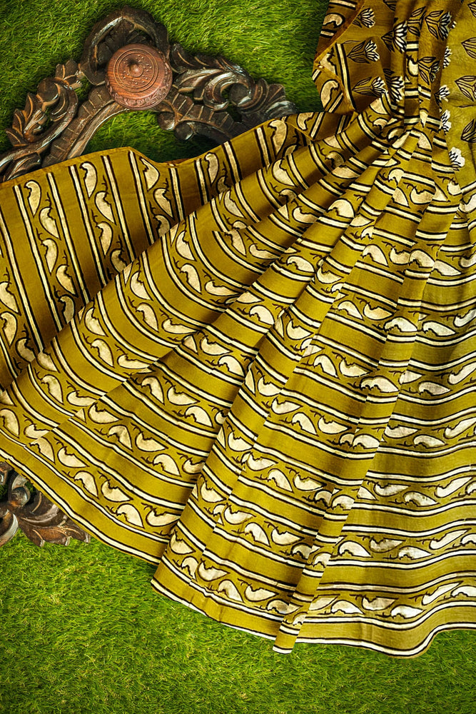 Hand Blockprinted Chanderi Silk Saree