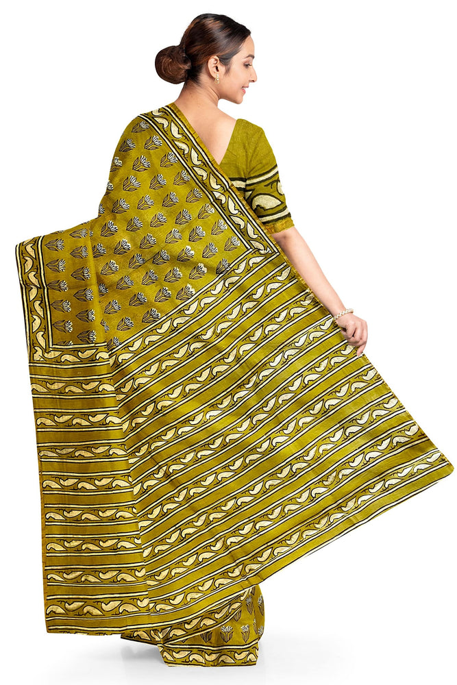 Hand Blockprinted Chanderi Silk Saree