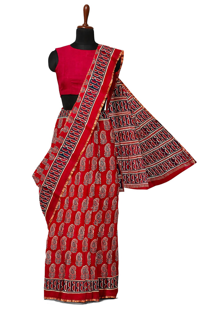 Hand Blockprinted Chanderi Silk Saree