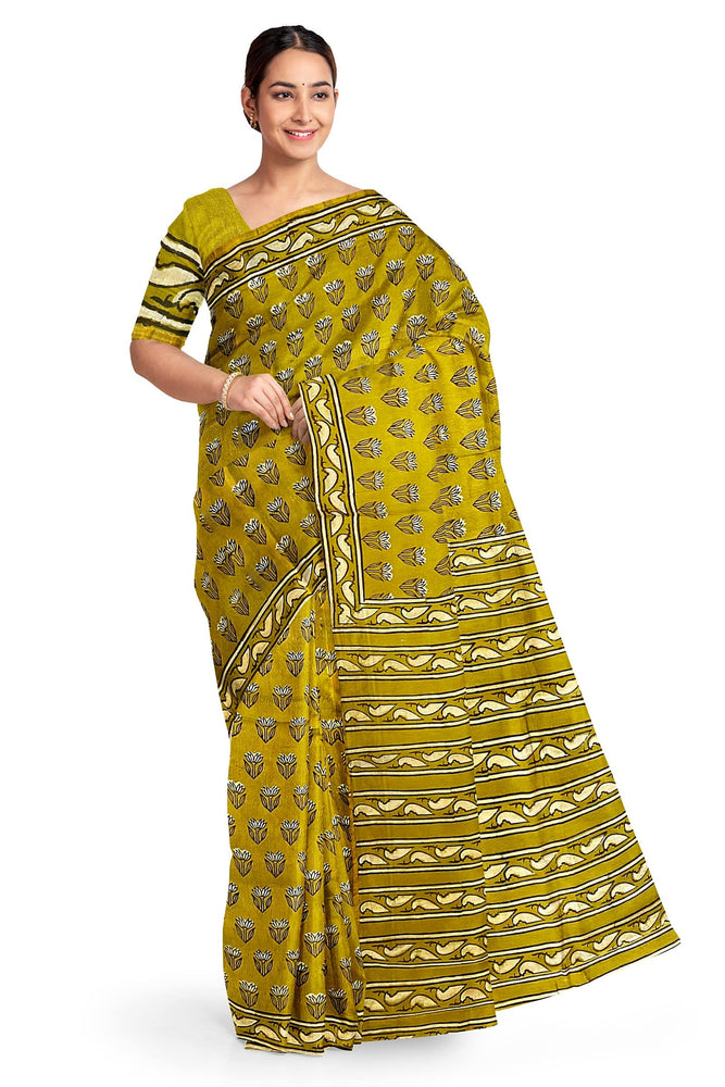 Hand Blockprinted Chanderi Silk Saree