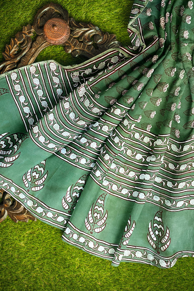 Hand Blockprinted Chanderi Silk Saree