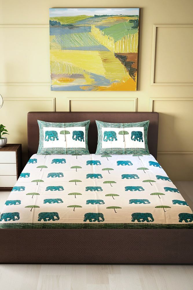 Hand Blockprinted Cotton Double Bedsheet With Pillow Covers