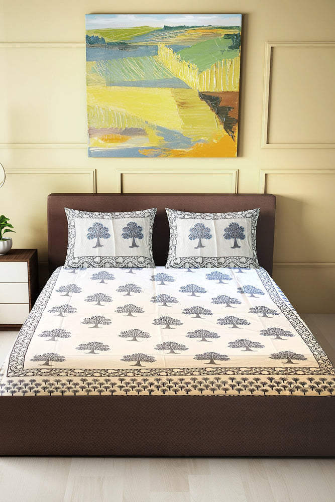 Hand Blockprinted Cotton Double Bedsheet With Pillow Covers