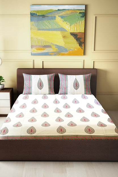 Hand Blockprinted Cotton Double Bedsheet With Pillow Covers