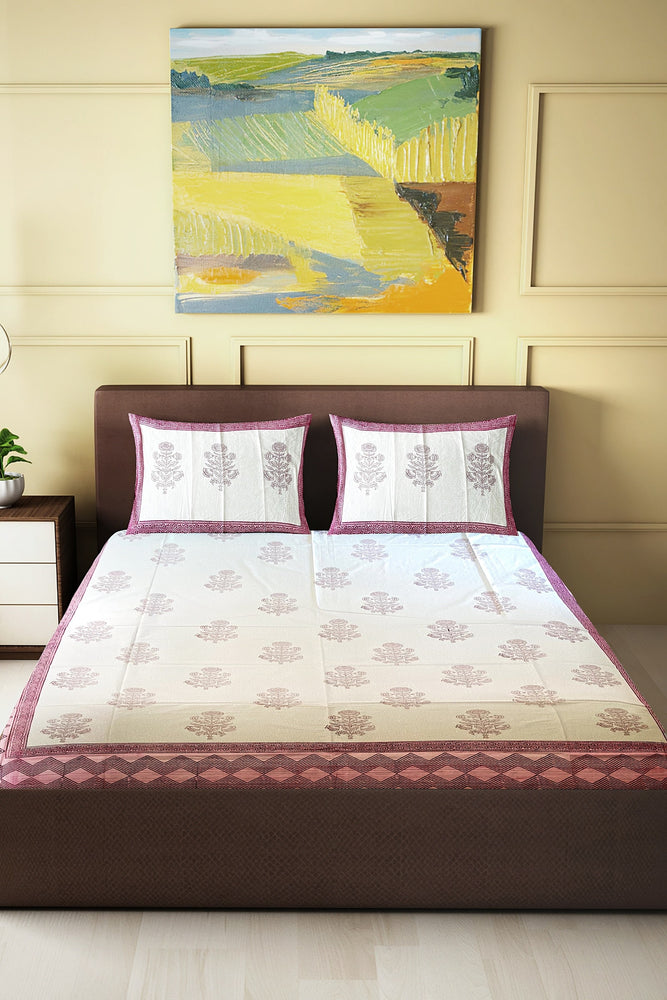 Hand Blockprinted Cotton Double Bedsheet With Pillow Covers