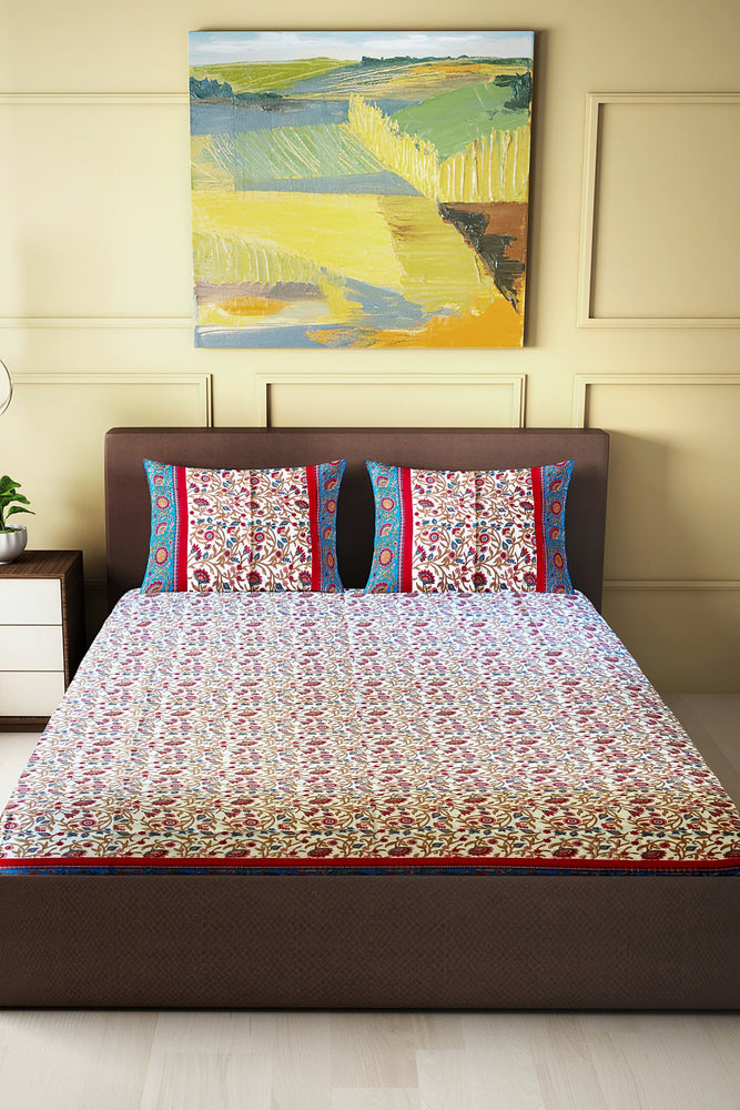 Hand Blockprinted Cotton Double Bedsheet With Pillow Covers