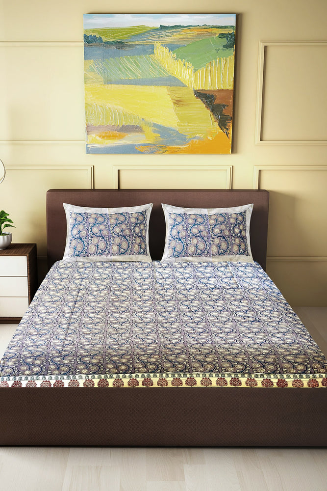 Hand Blockprinted Cotton Double Bedsheet With Pillow Covers