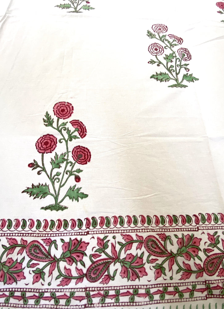 Hand Blockprinted Cotton King size Double Bedsheet-with Pillow Covers