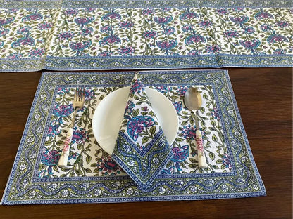 Hand Blockprinted Dining mats Napkin Runner set