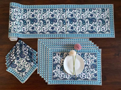 Hand Blockprinted Dining mats Napkin Runner set