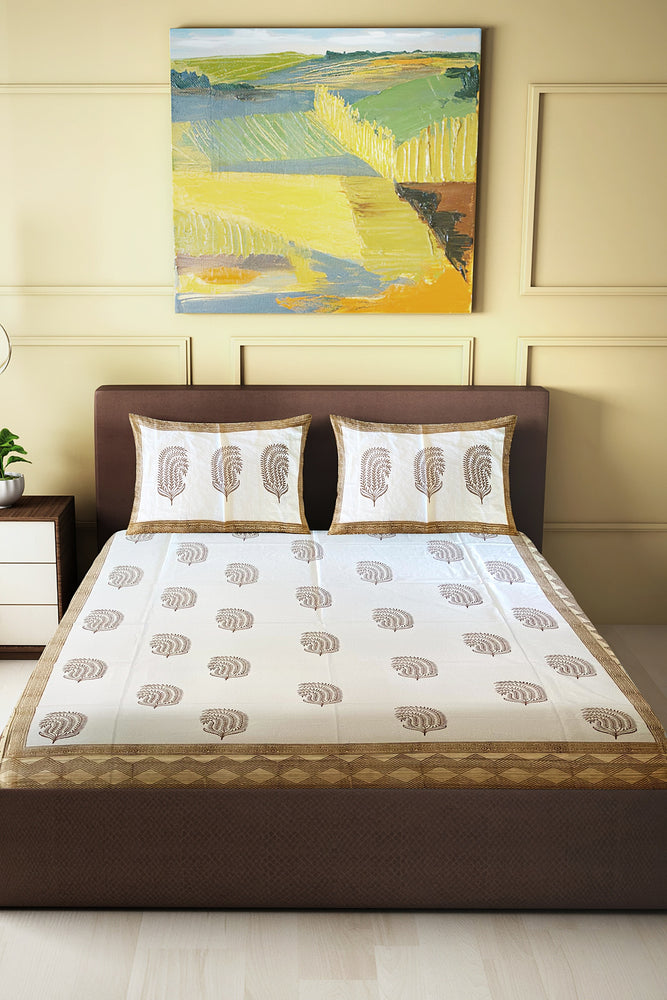 Hand Blockprinted Cotton Double Bedsheet With Pillow Covers