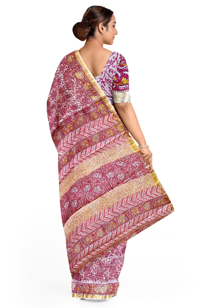 Hand Blockprinted Kota Doriya Saree