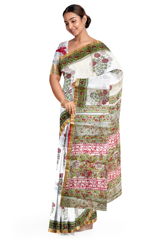 Hand Blockprinted Kota Doriya Saree