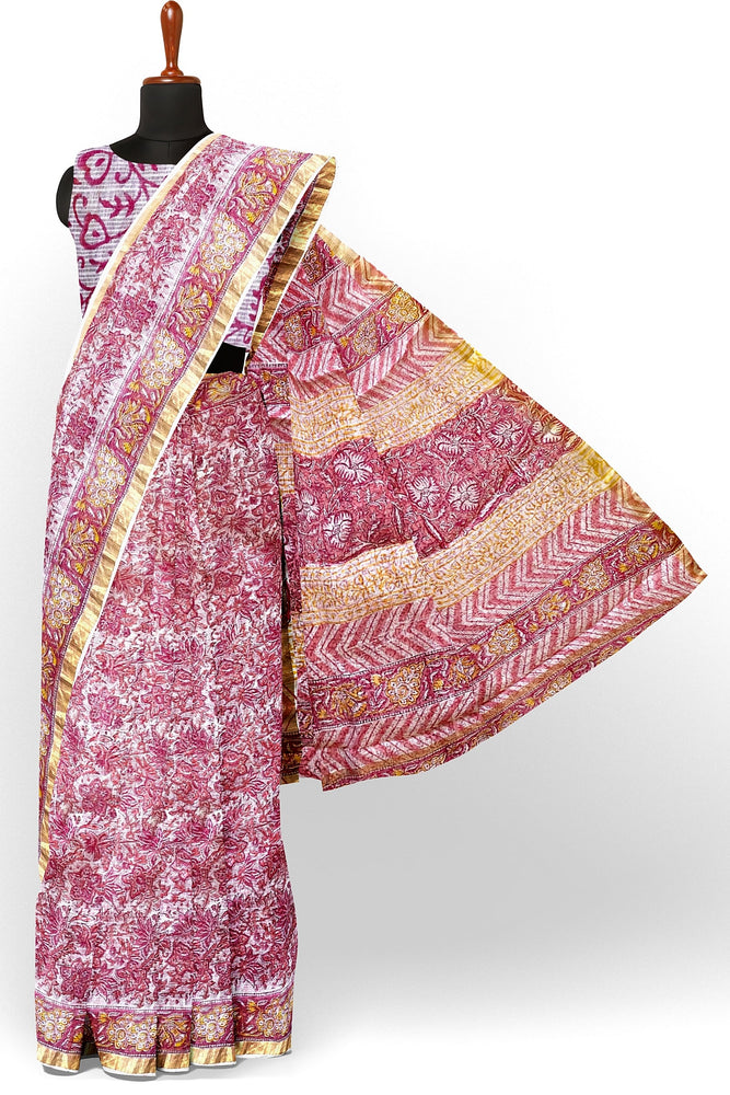 Hand Blockprinted Kota Doriya Saree