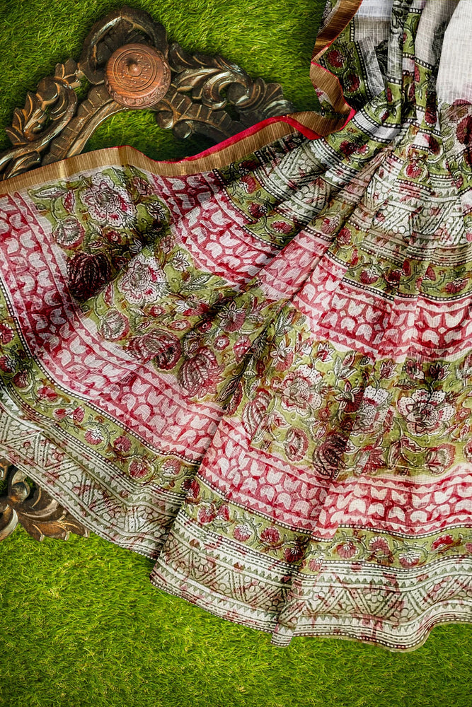 Hand Blockprinted Kota Doriya Saree