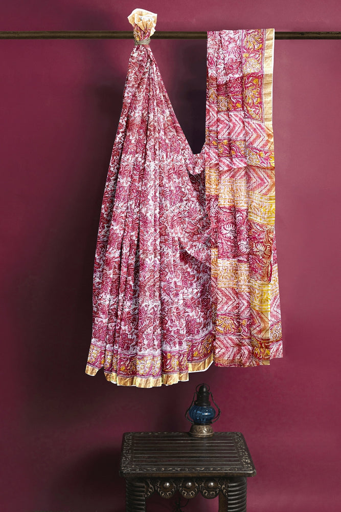 Hand Blockprinted Kota Doriya Saree