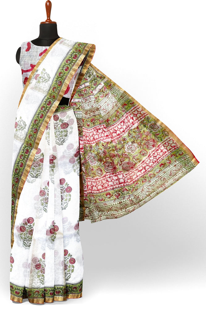 Hand Blockprinted Kota Doriya Saree