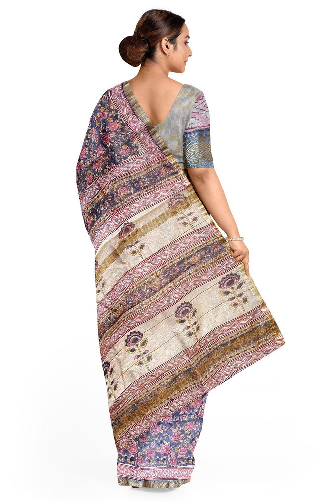 Hand Blockprinted Maheshwari Saree