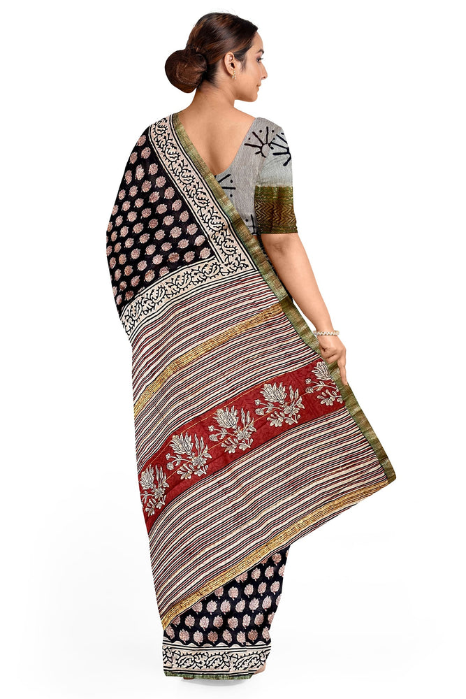 Hand Blockprinted Maheshwari Saree