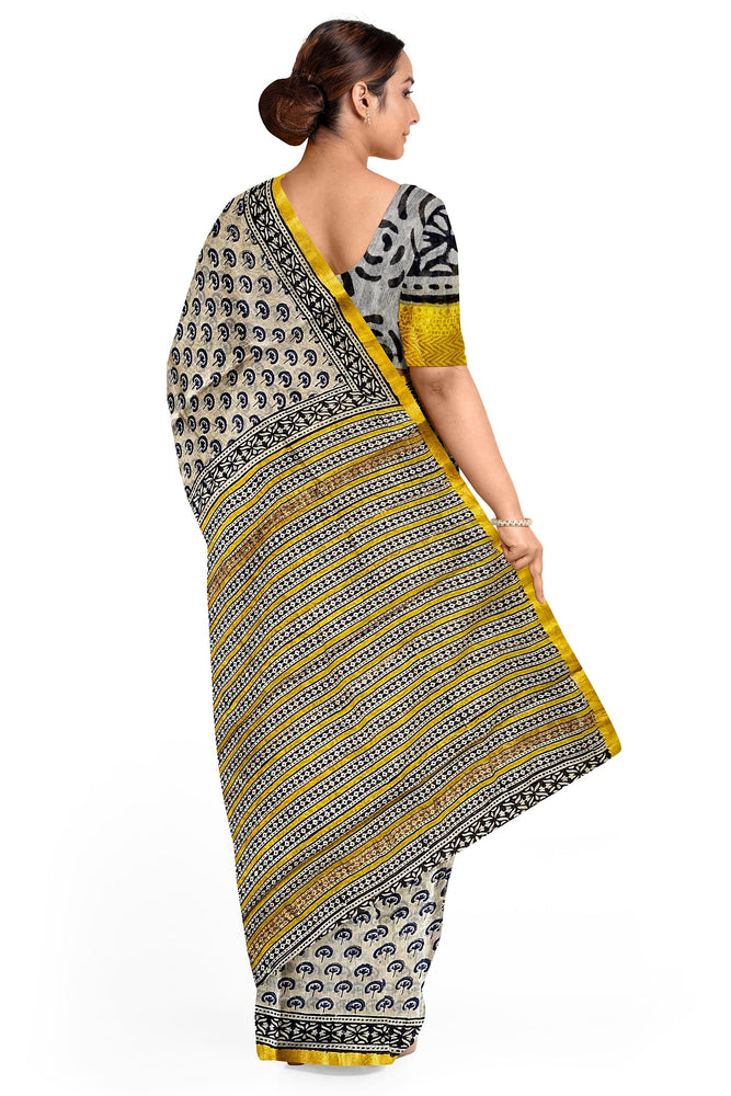 Hand Blockprinted Maheshwari Saree