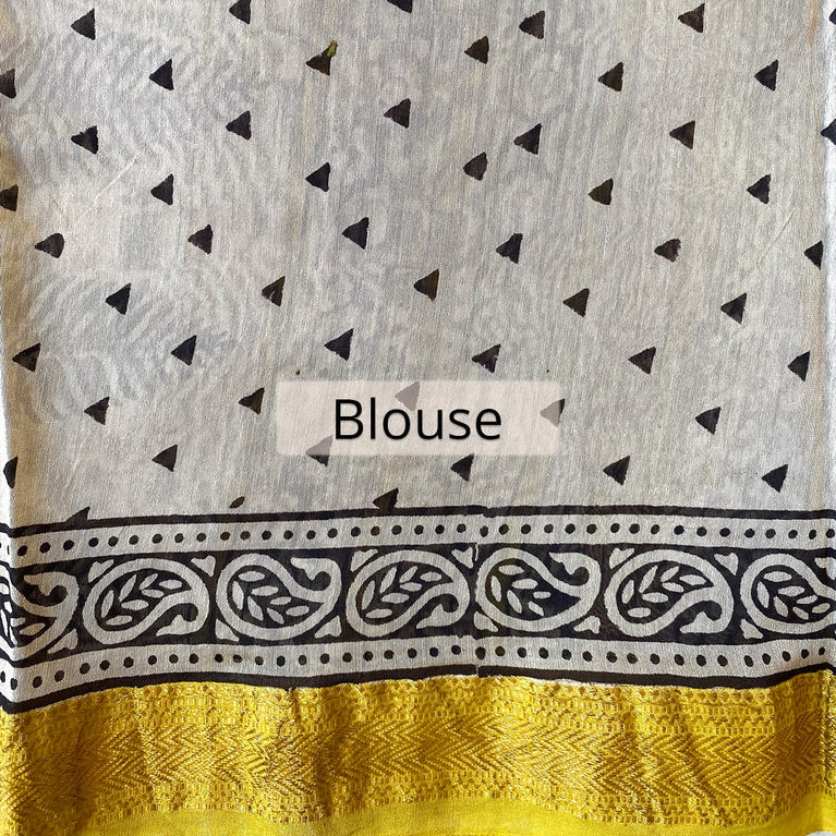 Hand Blockprinted Maheshwari Saree