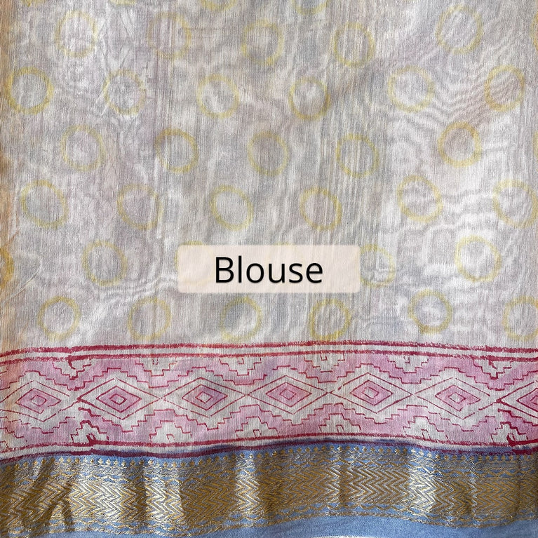 Hand Blockprinted Maheshwari Saree