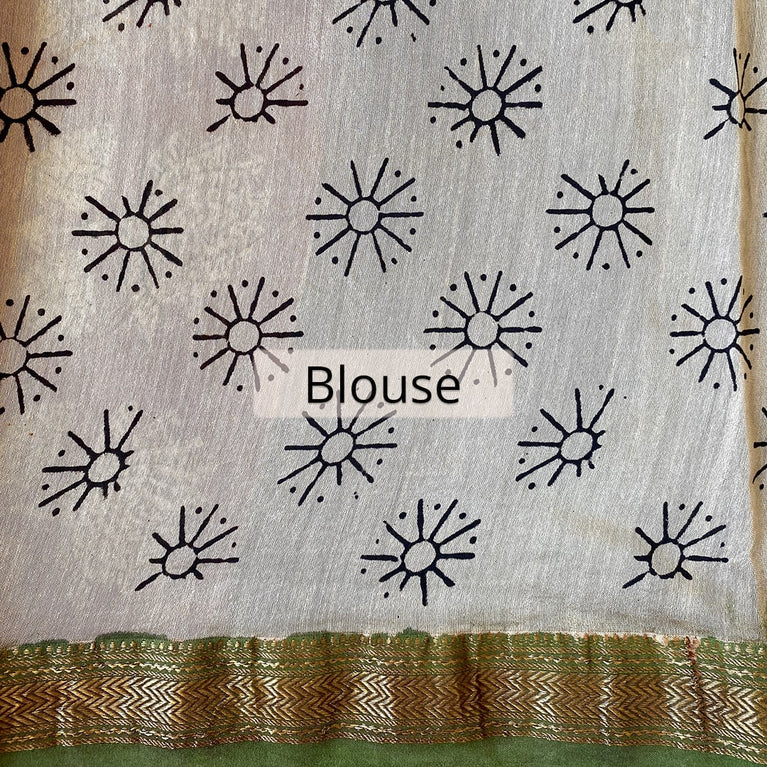 Hand Blockprinted Maheshwari Saree