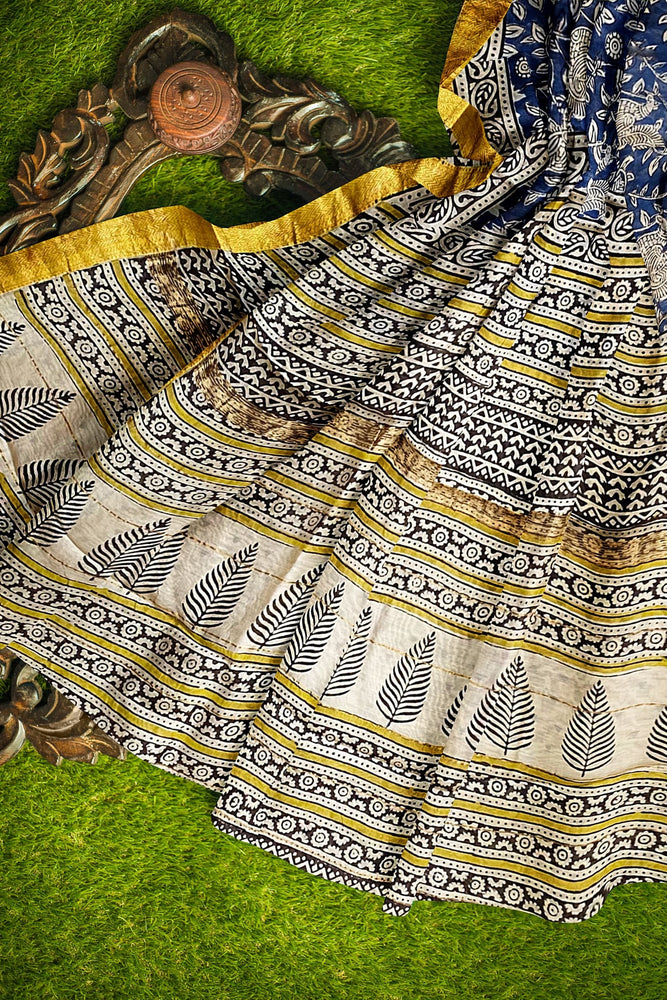 Hand Blockprinted Maheshwari Saree