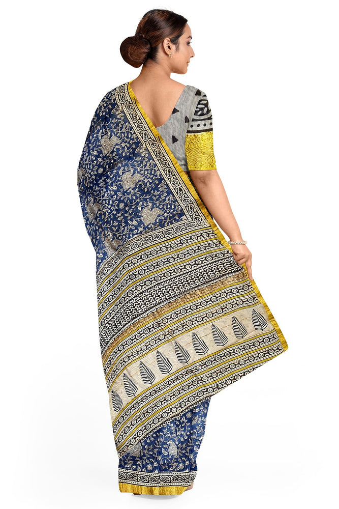 Hand Blockprinted Maheshwari Saree