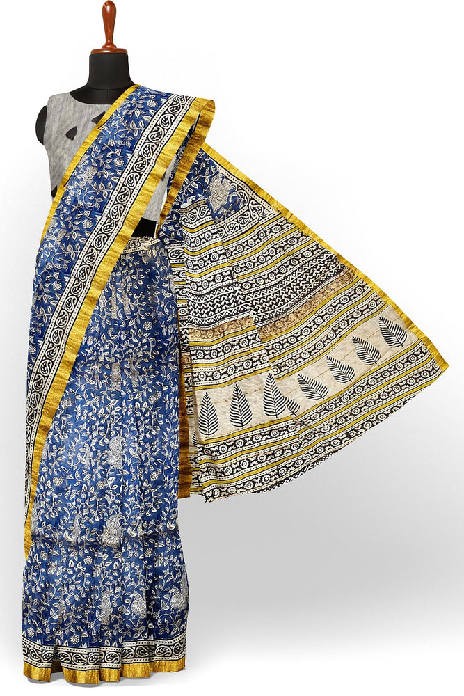 Hand Blockprinted Maheshwari Saree