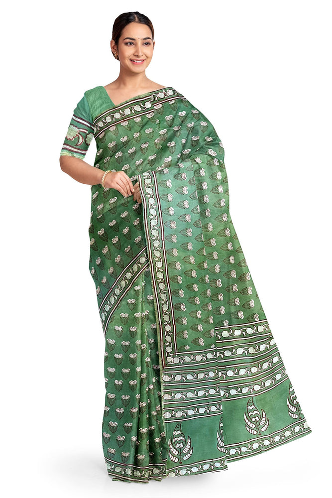 Hand Blockprinted Chanderi Silk Saree