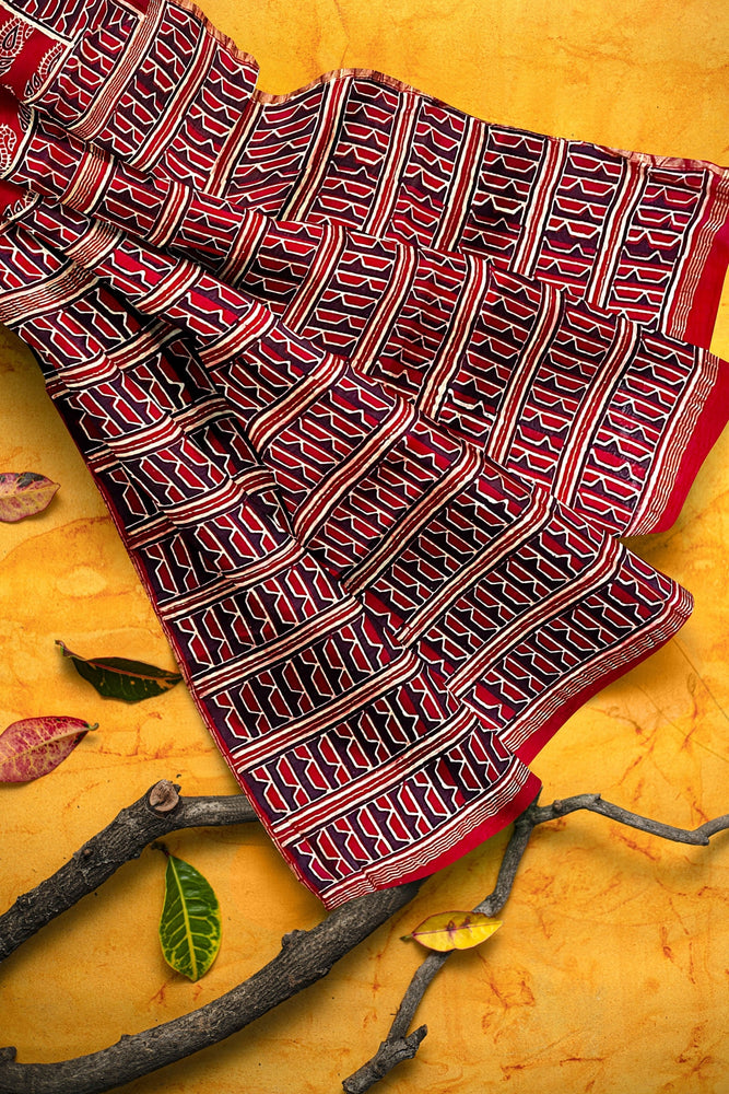 Hand Blockprinted Chanderi Silk Saree