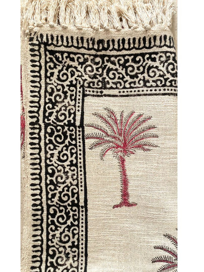 Hand block printed Cotton Sofa Throws-Palm Tree Design