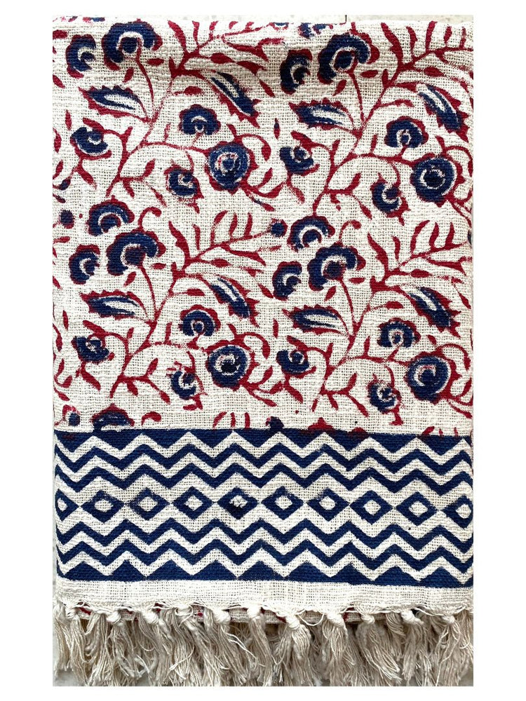 Hand block printed  Floral pattern Cotton Sofa Throws