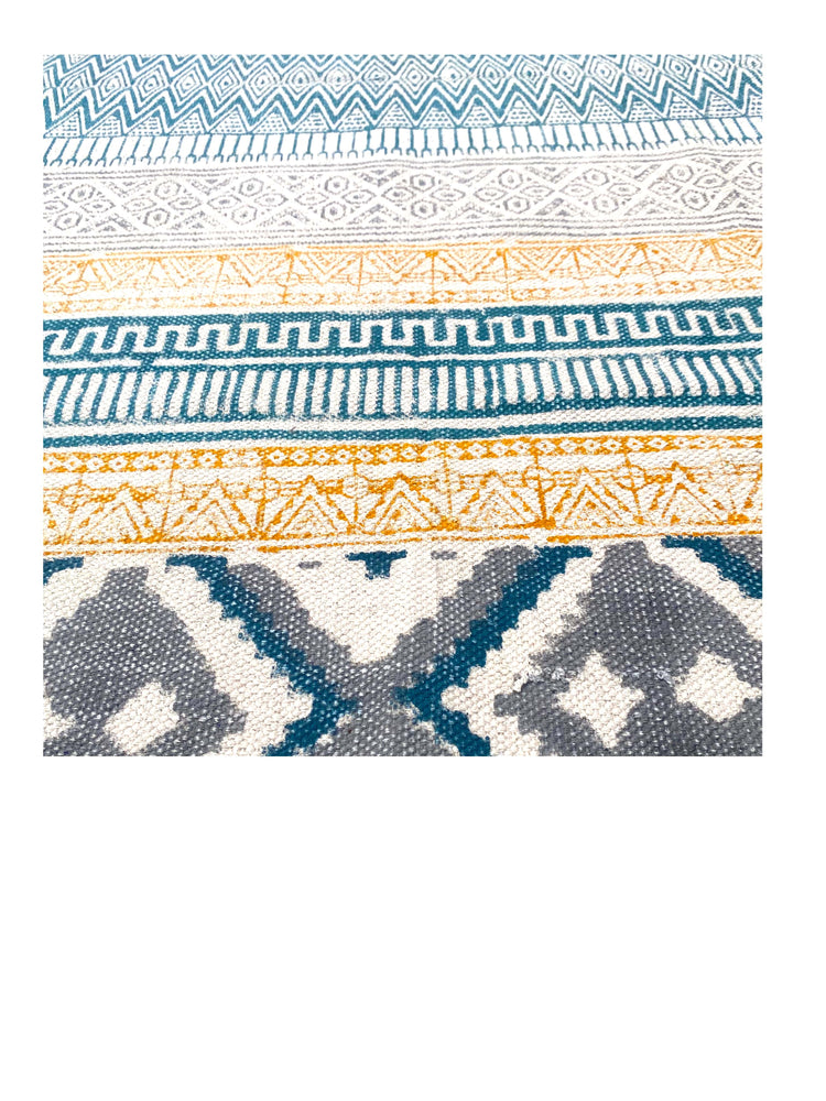 Multicolor Ikat printed rug