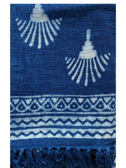 Hand blockprinted Cotton Sofa Throws-Indigo