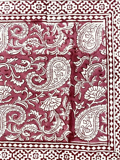 Hand blockprinted table runner Light maroon  Paisley design Online