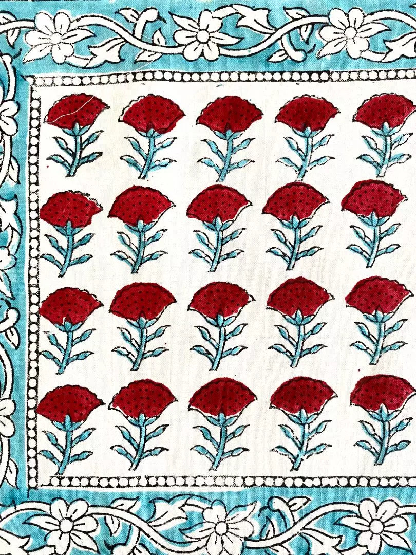 Hand blockprinted table runner Red  Floral design online