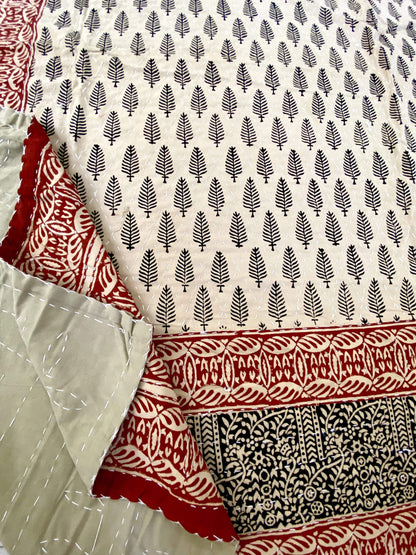 Hand made Kantha Blockprinted Cotton Bedcover