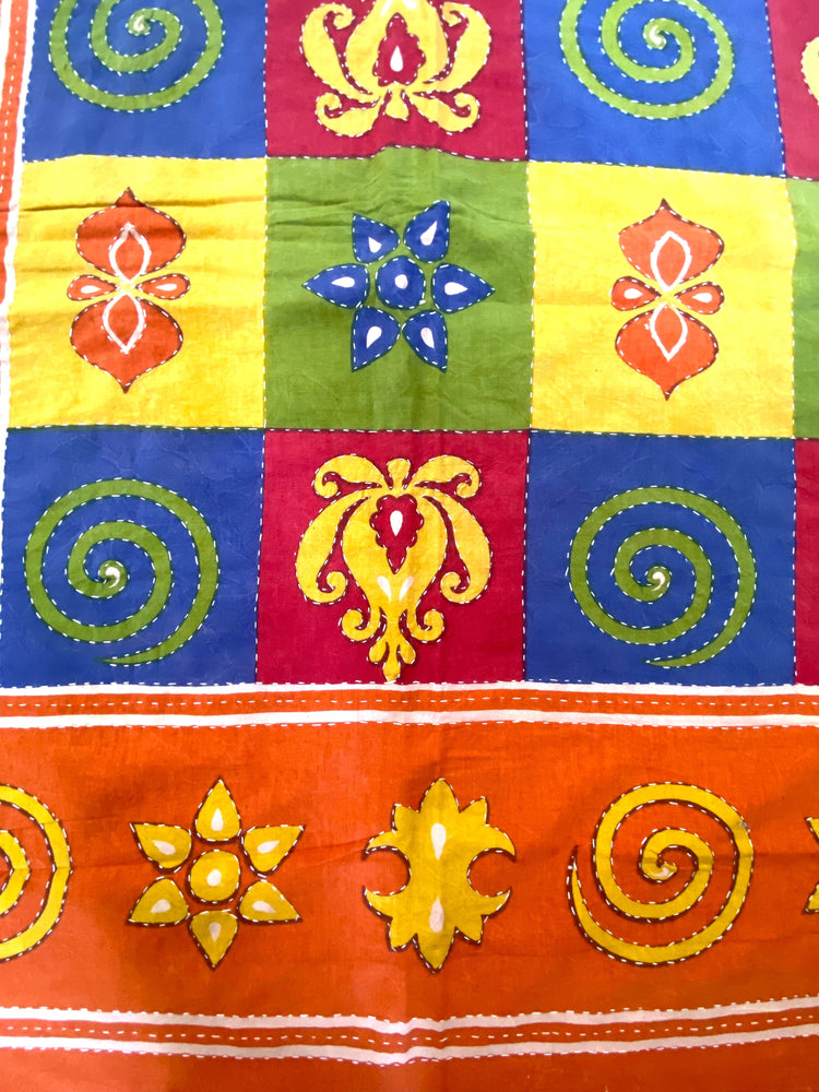 Hand made Kantha Blockprinted Cotton Bedcover