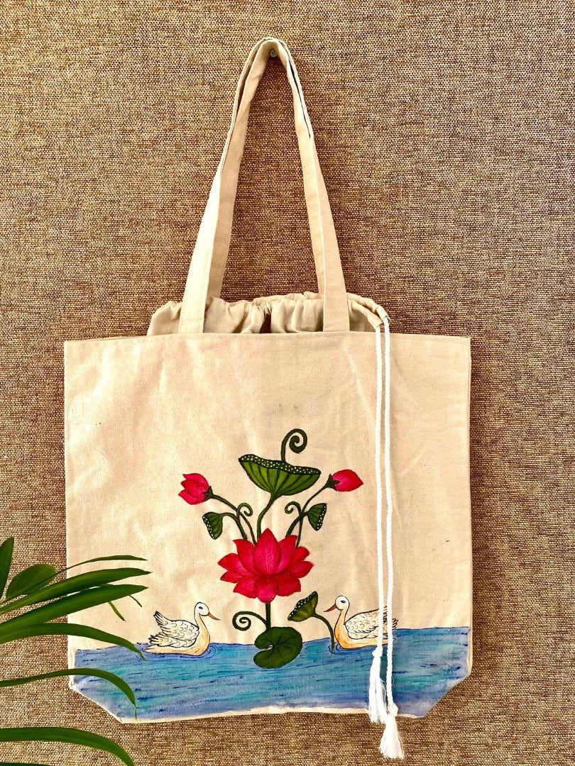 Buy Handcrafted balloon tote bag with Pichwai art