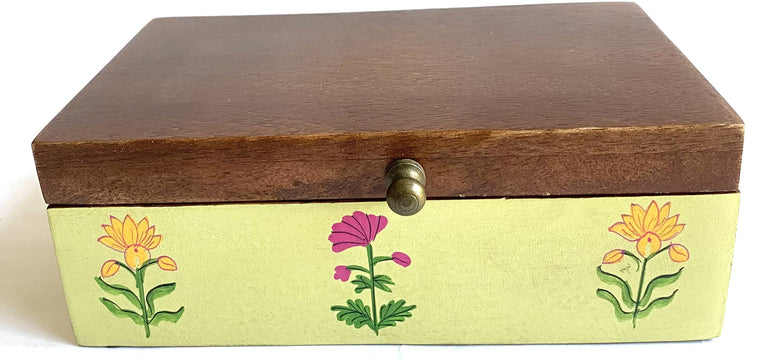 Handpainted Antique look Wooden Box - Pale Green