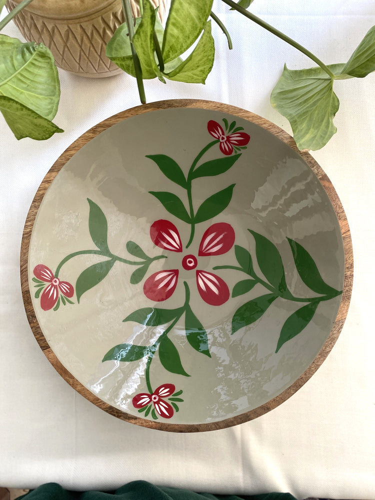 Handpainted Mango Wood Salad Bowl