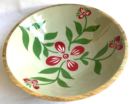 Handpainted Mango Wood Salad Bowl