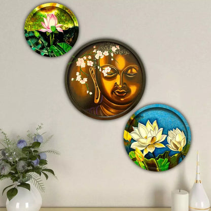 Two Lotuses Wall Plates Round