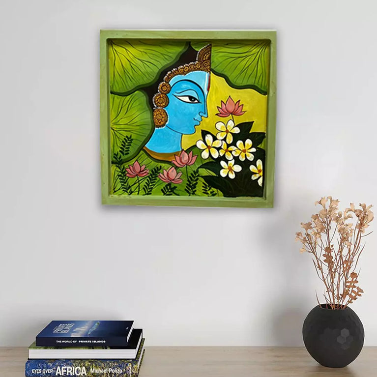 Online Hand painted Wall Plate Square Krishna